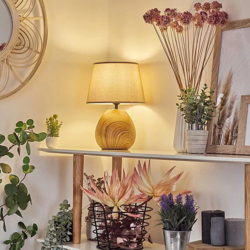 Lampe De Table Stampa Brun, Couleur Bois, 1 Lumiere