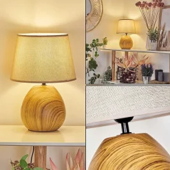 Lampe De Table Stampa Brun, Couleur Bois, 1 Lumiere
