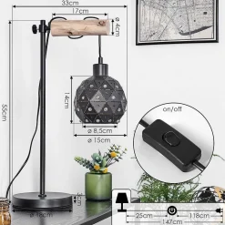 Lampe De Table Sunasau Ecru, Noir, 1 Lumiere