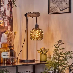 Lampe De Table Sunasau Ecru, Noir, 1 Lumiere