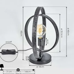 Lampe De Table Tercel Noir, 1 Lumiere