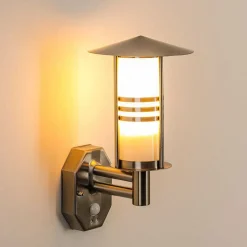 Lampe Murale D'Exterieur Forli Acier Inoxydable, 1 Lumiere, Detecteur De Mouvement