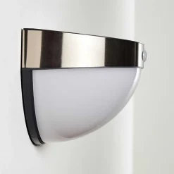 Lampe Solaire Basra Led Chrome, 1 Lumiere, Detecteur De Mouvement