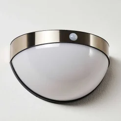 Lampe Solaire Basra Led Chrome, 1 Lumiere, Detecteur De Mouvement