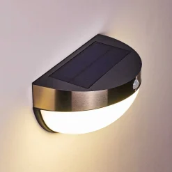 Lampe Solaire Basra Led Chrome, 1 Lumiere, Detecteur De Mouvement