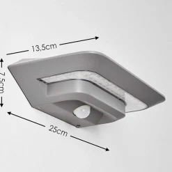 Lampe Solaire Camden Led Gris, 1 Lumiere, Detecteur De Mouvement