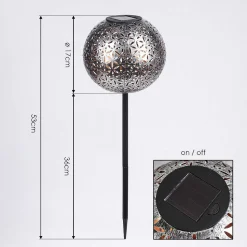 Lampe Solaire Samoao Led Cuivre, Noir, Argente, 1 Lumiere