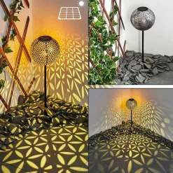 Lampe Solaire Samoao Led Cuivre, Noir, Argente, 1 Lumiere