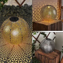 Lampe Solaire Samoao Led Cuivre, Noir, Argente, 1 Lumiere