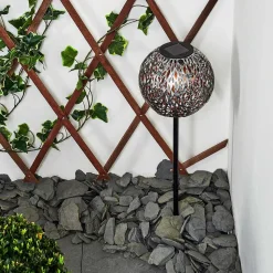 Lampe Solaire Samoao Led Cuivre, Noir, Argente, 1 Lumiere