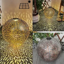 Lampe Solaire Samoao Led Cuivre, Noir, Argente, 1 Lumiere