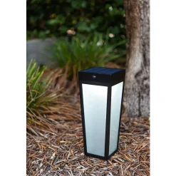 Lampe Solaires Lutec Dias Led Noir, 1 Lumiere, Detecteur De Mouvement, Changeur De Couleurs