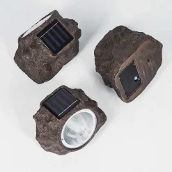 Lot De 3 Lampes Solaires Sameo Led Brun, 4 Lumieres