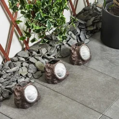 Lot De 3 Lampes Solaires Sameo Led Brun, 4 Lumieres