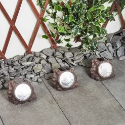 Lot De 3 Lampes Solaires Sameo Led Brun, 4 Lumieres