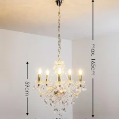 Lustre A 5 Lampes Transparent, 5 Lumieres