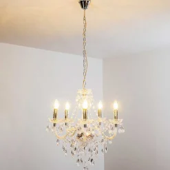 Lustre A 5 Lampes Transparent, 5 Lumieres