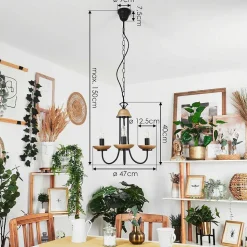 Lustre Cassague Noir, 3 Lumieres