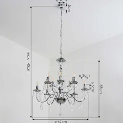 Lustre Cheop Chrome, Transparent, 9 Lumieres