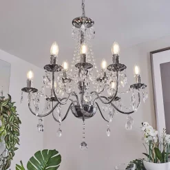 Lustre Cheop Chrome, Transparent, 9 Lumieres