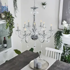 Lustre Cheop Chrome, Transparent, 9 Lumieres