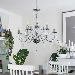 Lustre Cheop Chrome, Transparent, 9 Lumieres