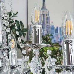 Lustre Cheop Chrome, Transparent, 9 Lumieres