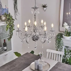 Lustre Cheop Chrome, Transparent, 9 Lumieres