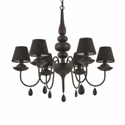 Lustre Ideal Lux Blanche Noir, 6 Lumieres