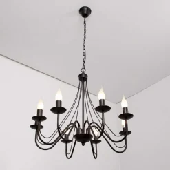 Lustre Lucide Corona Rouille, Noir, 8 Lumieres
