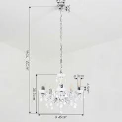 Lustre Malmback Chrome, Blanc, 5 Lumieres