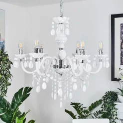 Lustre Malmback Chrome, Blanc, 6 Lumieres