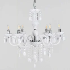 Lustre Malmback Chrome, Blanc, 6 Lumieres