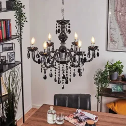 Lustre Malmback Chrome, Noir, 6 Lumieres