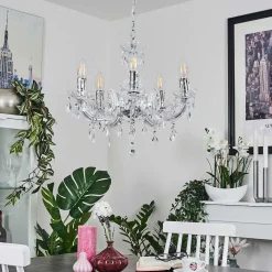 Lustre Malmback Chrome, Transparent, 5 Lumieres