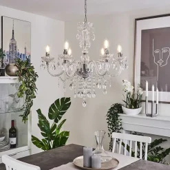 Lustre Malmback Chrome, Transparent, 6 Lumieres