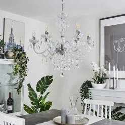 Lustre Malmback Chrome, Transparent, 6 Lumieres