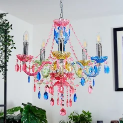 Lustre Malmback Multicolore, Chrome, 5 Lumieres