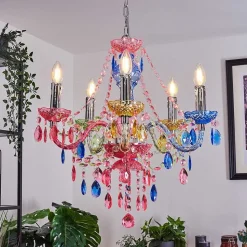 Lustre Malmback Multicolore, Chrome, 5 Lumieres