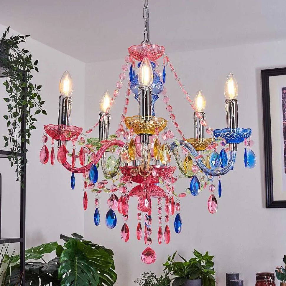 Lustre Malmback Multicolore, Chrome, 5 Lumieres