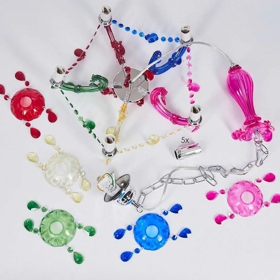 Lustre Malmback Multicolore, Chrome, 5 Lumieres