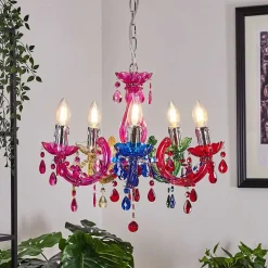 Lustre Malmback Multicolore, Chrome, 5 Lumieres