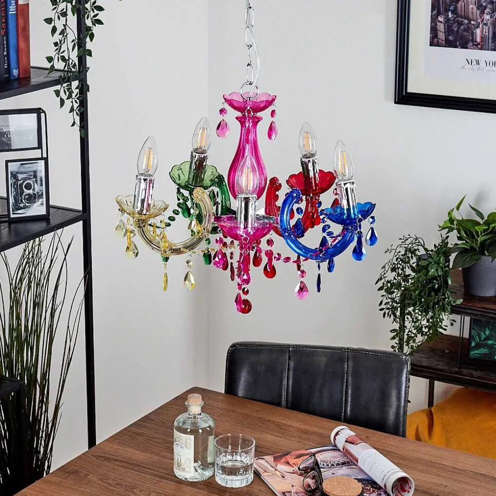 Lustre Malmback Multicolore, Chrome, 5 Lumieres