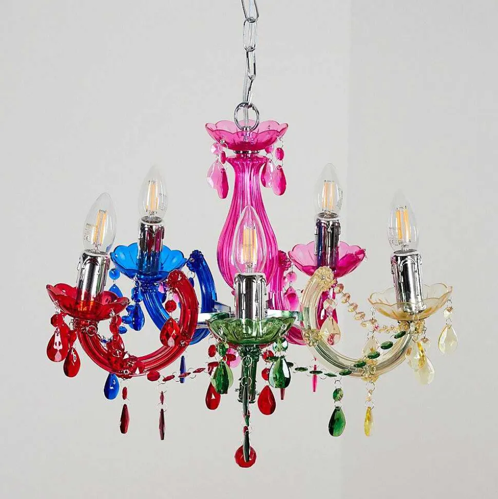 Lustre Malmback Multicolore, Chrome, 5 Lumieres
