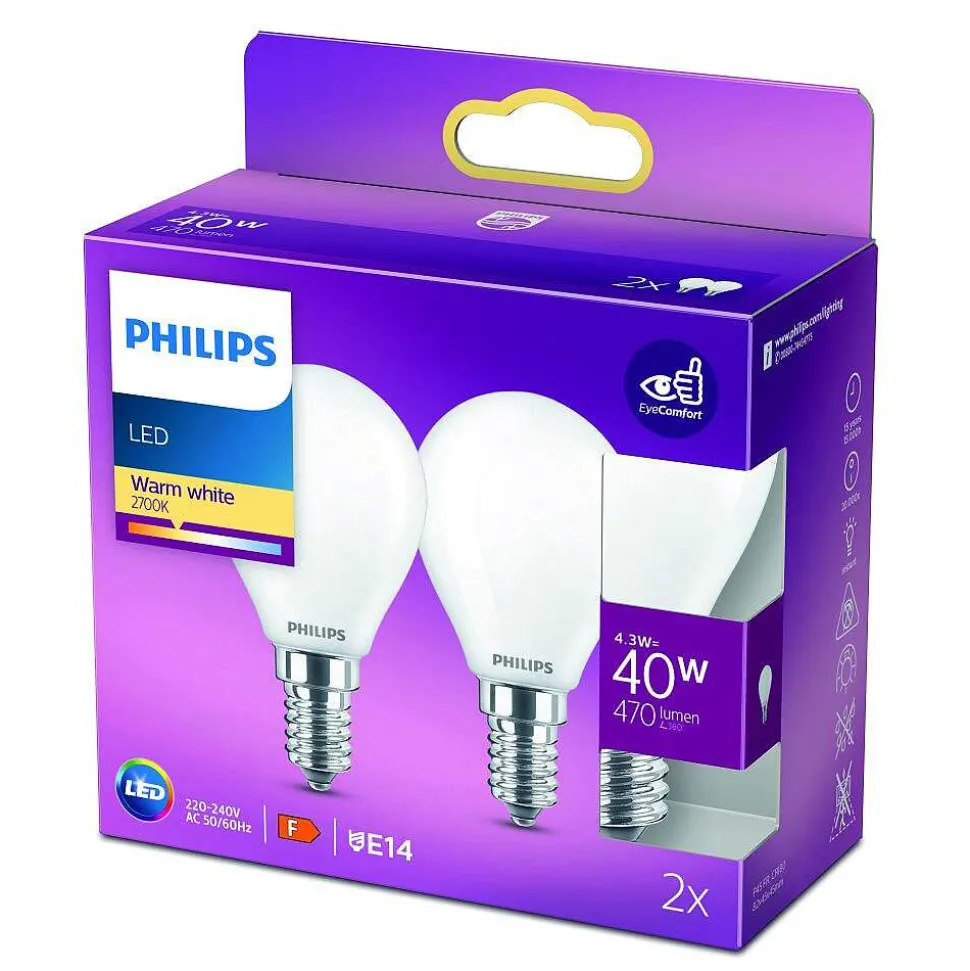 Philips 2X Led E14 4,3 Watt 2700 Kelvin 470 Lumen