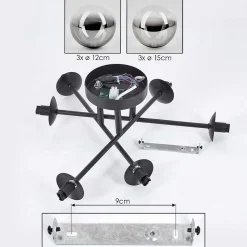 Plafonnier - Verre 12 Cm, 15 Cm Chehalis Clair, Fume, 6 Lumieres