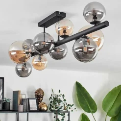 Plafonnier - Verre 10 Cm, 12 Cm, 15 Cm Chehalis Ambre, Fume, 10 Lumieres