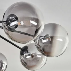 Plafonnier - Verre 15 Cm Chehalis Noir, 8 Lumieres