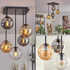 Plafonnier - Verre 15 Cm Gastor Ambre, Clair, Fume, 5 Lumieres