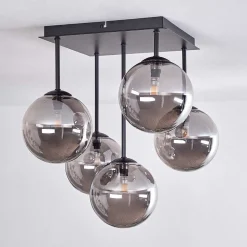 Plafonnier - Verre Chehalis Fume, 5 Lumieres
